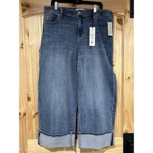 Liverpool Los Angeles Eco Morgan Women’s Jeans 16/33 Cuffed Wide Leg NWT